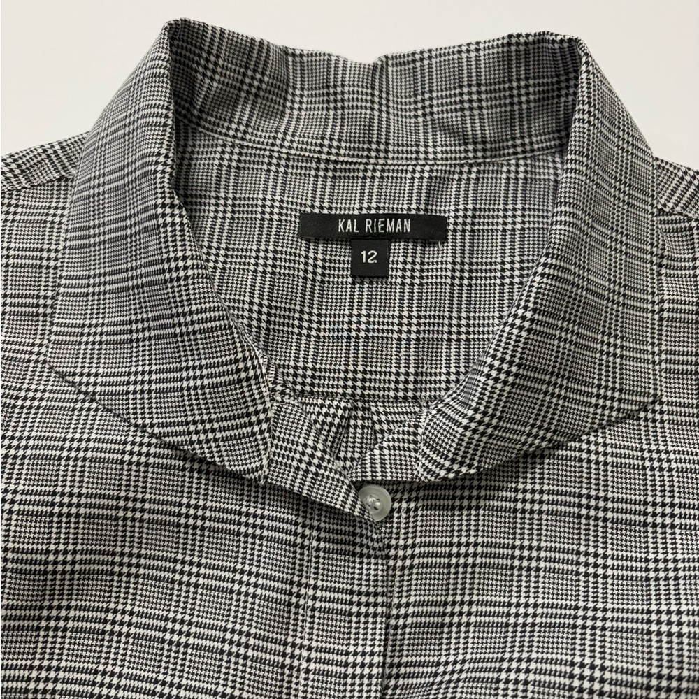 Kal Rieman Gina Box Pleat Soft Glen Plaid Shirt. Long Sleeve. Made in NY, Cotton